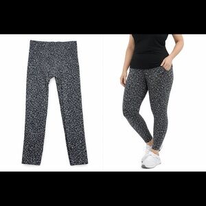 SPANX Leopard Print Active Leggings Gray Black High Rise XL